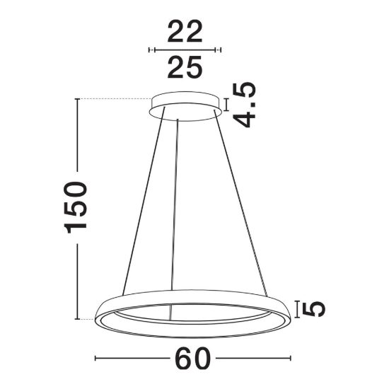 Lampadario a sospensione moderno anello nero per soggiorno led 61w cct 2700k 4000k