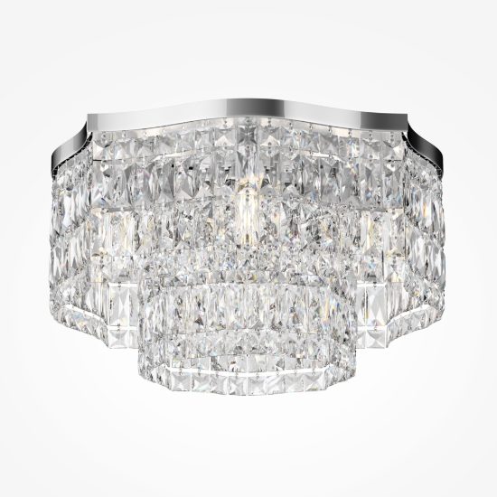 Maytoni dune plafoniera tonda classica cromo cristallo per ingresso