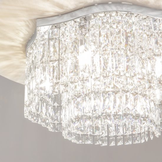 Maytoni dune plafoniera tonda classica cromo cristallo per ingresso