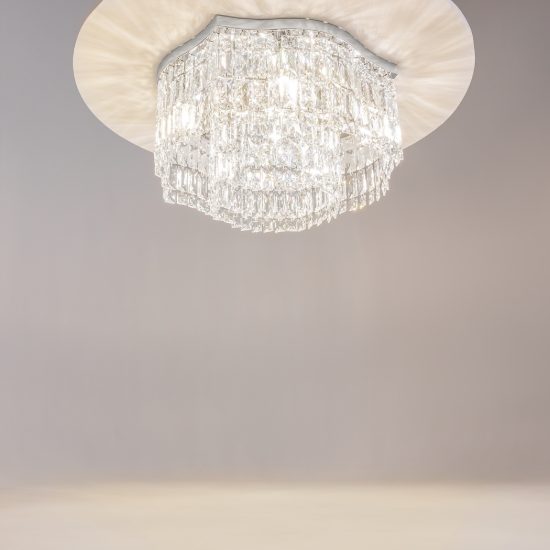 Maytoni dune plafoniera tonda classica cromo cristallo per ingresso