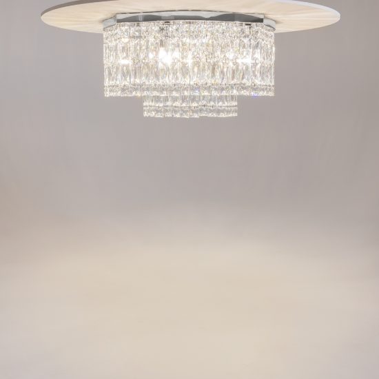 Maytoni dune plafoniera tonda classica cromo cristallo per ingresso