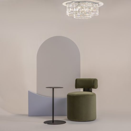 Maytoni dune plafoniera tonda classica cromo cristallo per camera da letto 60cm