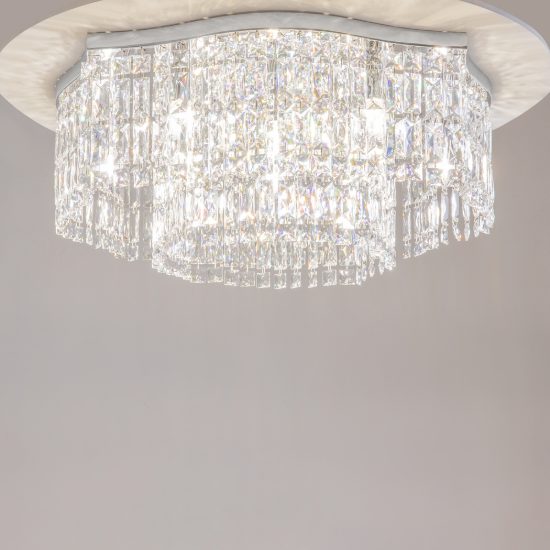 Maytoni dune plafoniera tonda classica cromo cristallo per camera da letto 60cm