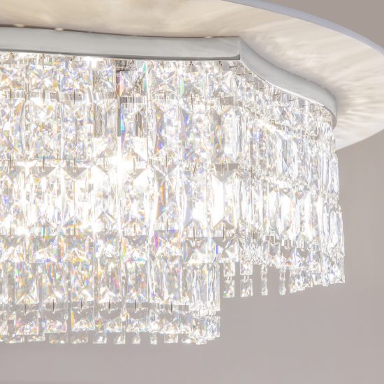 Maytoni dune plafoniera tonda classica cromo cristallo per camera da letto 60cm