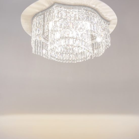 Maytoni dune plafoniera tonda classica cromo cristallo per camera da letto 60cm