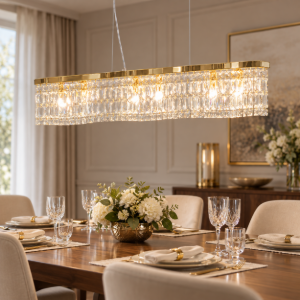 Lampadario classico a sospensione ovale oro per sala da pranzo maytoni dune