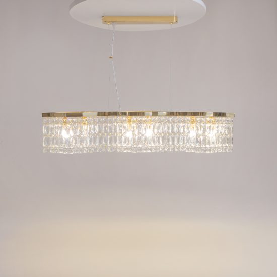 Lampadario classico a sospensione ovale oro per sala da pranzo maytoni dune