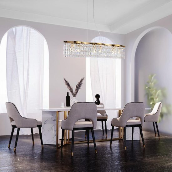 Lampadario classico a sospensione ovale oro per sala da pranzo maytoni dune