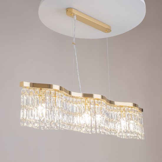 Lampadario classico a sospensione ovale oro per sala da pranzo maytoni dune