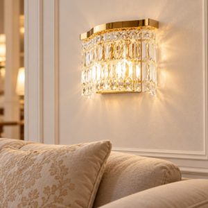 Maytoni dune applique classica da parete oro cristallo per camera da letto 31cm