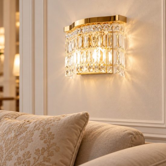 Maytoni dune applique classica da parete oro cristallo per camera da letto 31cm