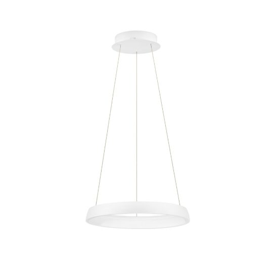 Lampadario led 48w cct 2700k 4000k dimmerabile per cucina moderno a sospensione anello bianco sabbiato