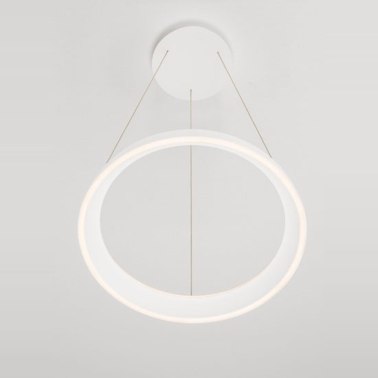 Lampadario led 48w cct 2700k 4000k dimmerabile per cucina moderno a sospensione anello bianco sabbiato