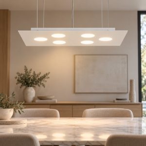 Lampadario moderno affralux flet rettangolare bianco luci sopra sotto