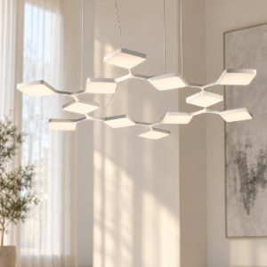 Lampadario a led 91w bianco moderno quad stilnovo 3000k