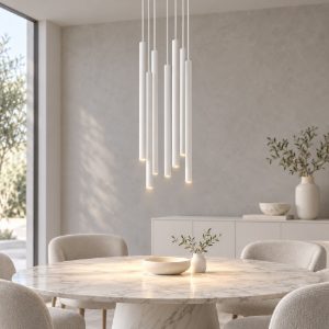 Lampadario per salotto bianco moderno