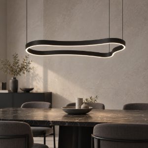 Ideal lux waves-1 sp lampadario moderno nero led 3000k