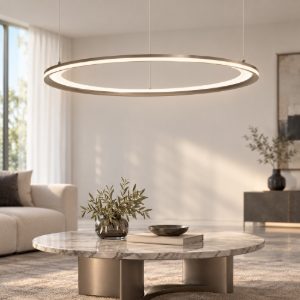 Lampadario moderno anello edge perenz led 86w 3000k grigio titanio