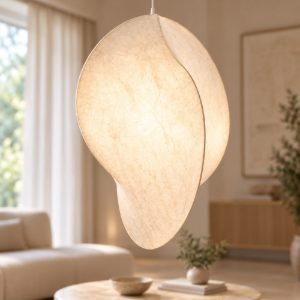 Lampadario bianco di seta di gelso 62cm design moderno