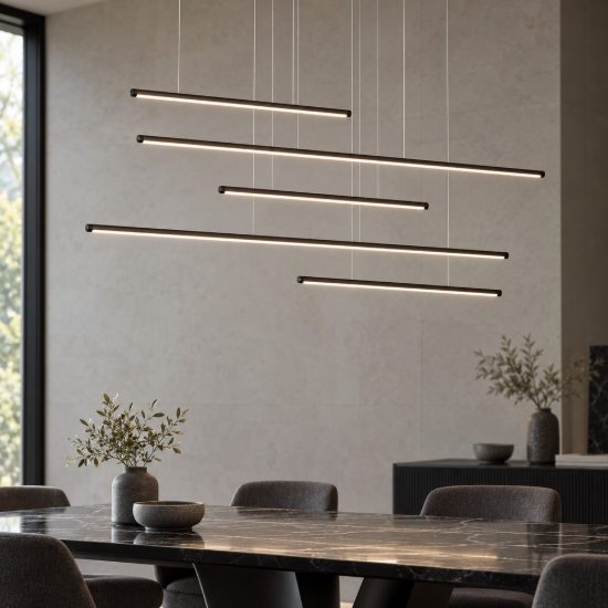 Ondaluce so genius 50 nero lampadario moderno led design 72w 3000k