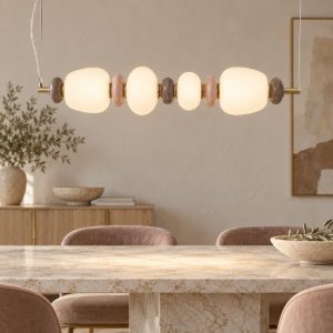 Lampadario moderno 71cm a sospensione in vetro ceramica per soggiorno led 3000k 22w
