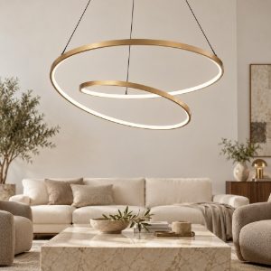 Lampadario moderno per salotto oz ideal lux led on-off 4000k ottone