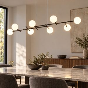 Lampadario nero sfere vetro per tavolo soggiorno lampadine incluse