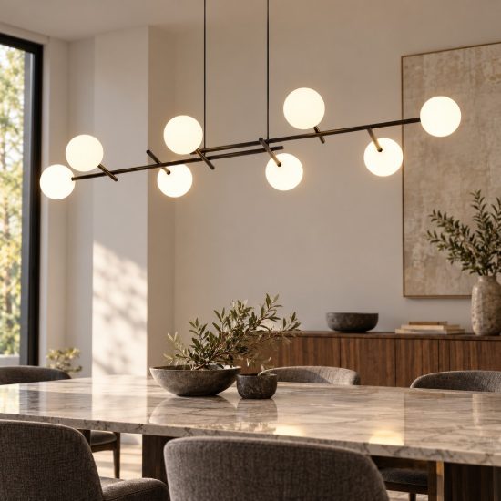 Lampadario nero sfere vetro per tavolo soggiorno lampadine incluse