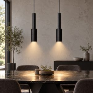 Lampadario per tavolo da pranzo doppia luce nero led 14w 3000k
