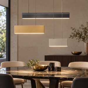 Lampadario moderno a 3 sospensioni oro nero nickel per soggiorno led 49w 3000k