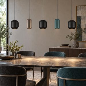 Lampadario con pendenti a sospensione multicolor per sala da pranzo