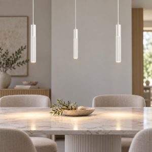 Lampadario a sospensione 3 luci con decentramento moderno bianco led 24w cct 3000k 4000k per soggiorno