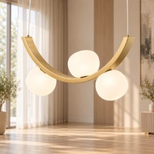 Lampadario moderno vivida sunset oro spazzolato dimmerabile led 18w 3000k