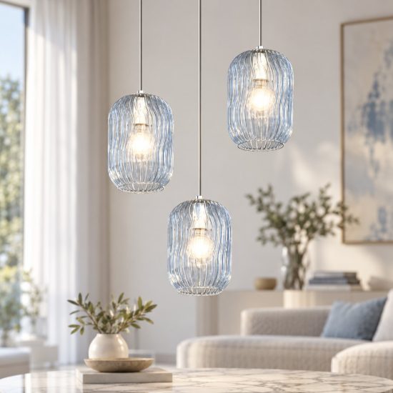 Top light tender lampadario per isola cucina vetri blu