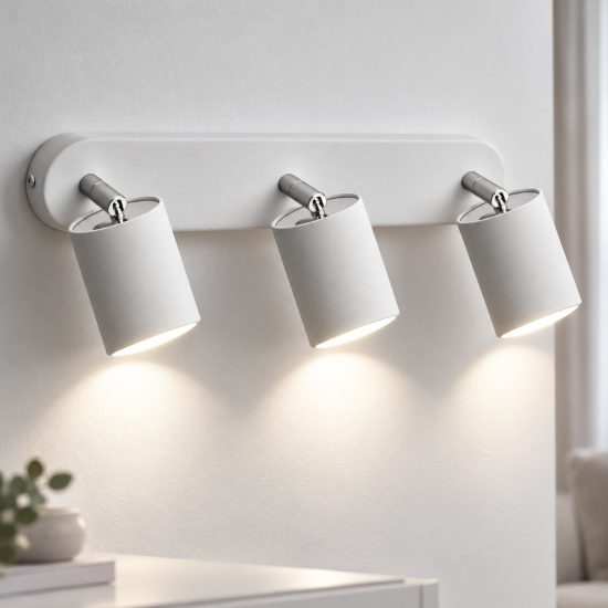 Lampada da parete bianca 3 luci orientabili per interno