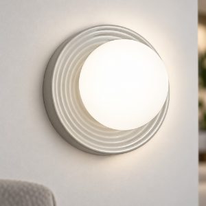 Applique ceramica grigio lucido sfera di vetro perenz ceramic