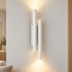 Applique led 15w 3000k cilindri rigati bianchi