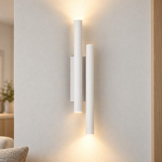 Applique led 15w 3000k cilindri rigati bianchi