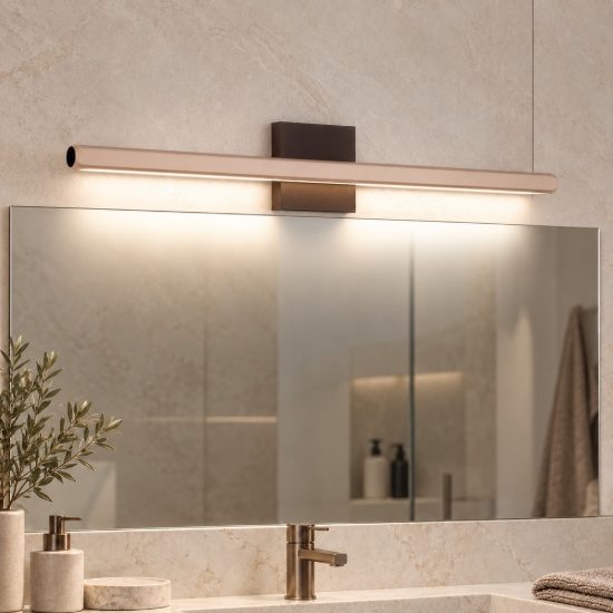 Applique per specchio da bagno led 8w 3000k ip54 oro champagne nero
