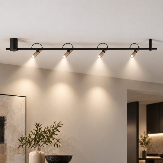 Plafoniera moderna oro champagne e nero per cucina led 22w 3000k dimmerabile