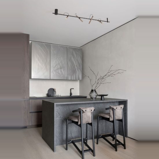 Plafoniera moderna oro champagne e nero per cucina led 22w 3000k dimmerabile