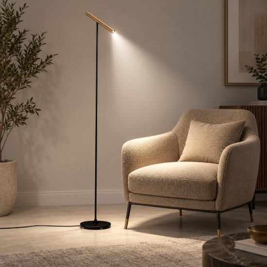 Piantana led 8w 3000k dimmerabile da lettura moderna oro champagne nero