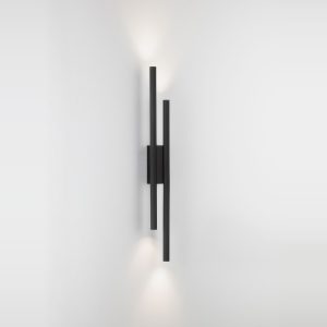 Applique da parete design moderno luce biemissione nero led 11w cct 2700k 4000k 60cm per soggiorno