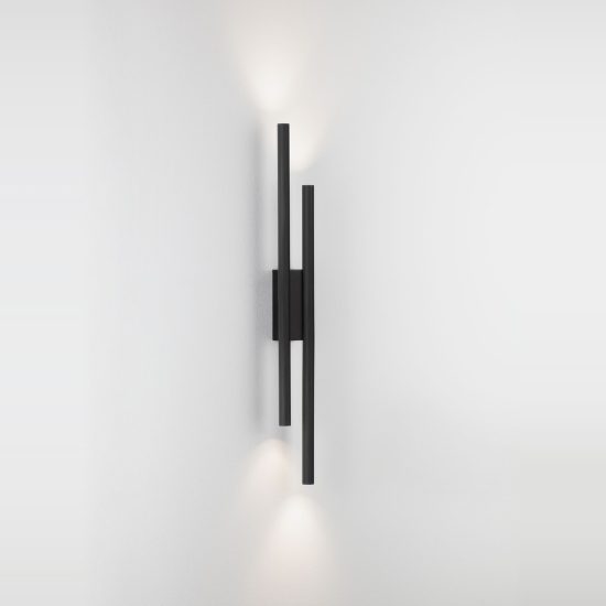 Applique da parete design moderno luce biemissione nero led 11w cct 2700k 4000k 60cm per soggiorno