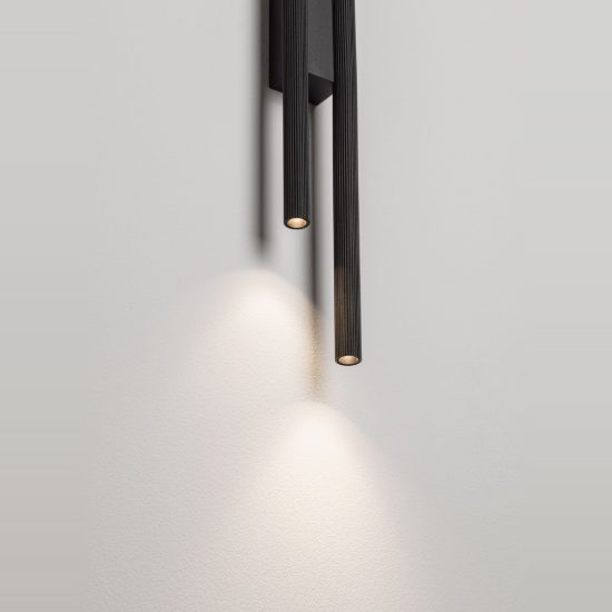 Applique da parete design moderno luce biemissione nero led 11w cct 2700k 4000k 60cm per soggiorno