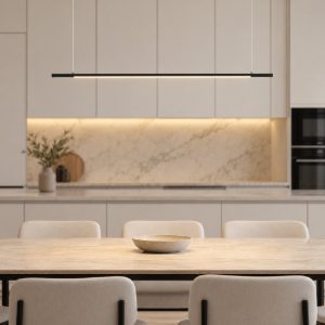 Lampadario per cucina moderno lineare nero a sospensione led 20w cct 2700k 4000k dimmerabile