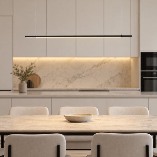 Lampadario per cucina moderno lineare nero a sospensione led 20w cct 2700k 4000k dimmerabile