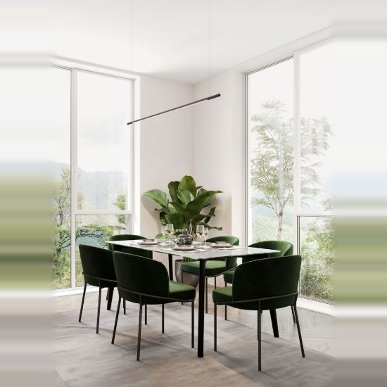 Lampadario per cucina moderno lineare nero a sospensione led 20w cct 2700k 4000k dimmerabile