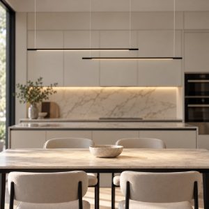 Lampadario per cucina moderno lineare nero a sospensione led 40w cct 2700k 4000k
