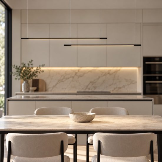 Lampadario per cucina moderno lineare nero a sospensione led 40w cct 2700k 4000k